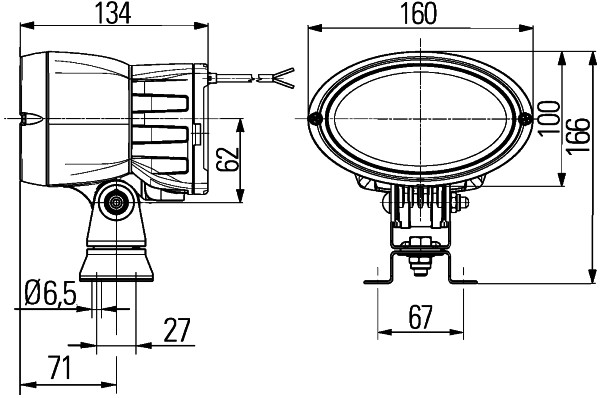 HELLA 1GA 996 461-311 Xenon-Arbeitsscheinwerfer - Oval 100 Powerpack - 12V - Anbau - stehend - Nahfe