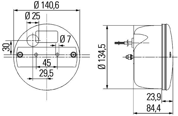 HELLA 2SD 344 100-101 Heckleuchte mit Blinklicht (LED), mit Bremslicht (LED), mit Schlusslicht (LED), 12 V, 24 V, 141 mm, 45 mm, rot/gelb, 1 Stück